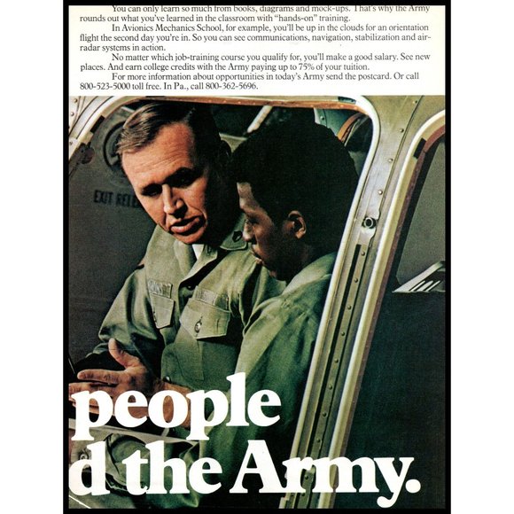 1975 US Army Recruiter Recruiting 2 Page Vintage Print Ad Aircraft Mechanic Art - Picture 3 of 3
